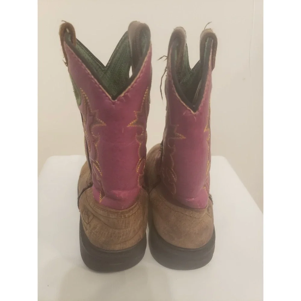 John Deere Childrens Girls Brown Camo Pink Stitching Pull On Boots Sz 2 western‎